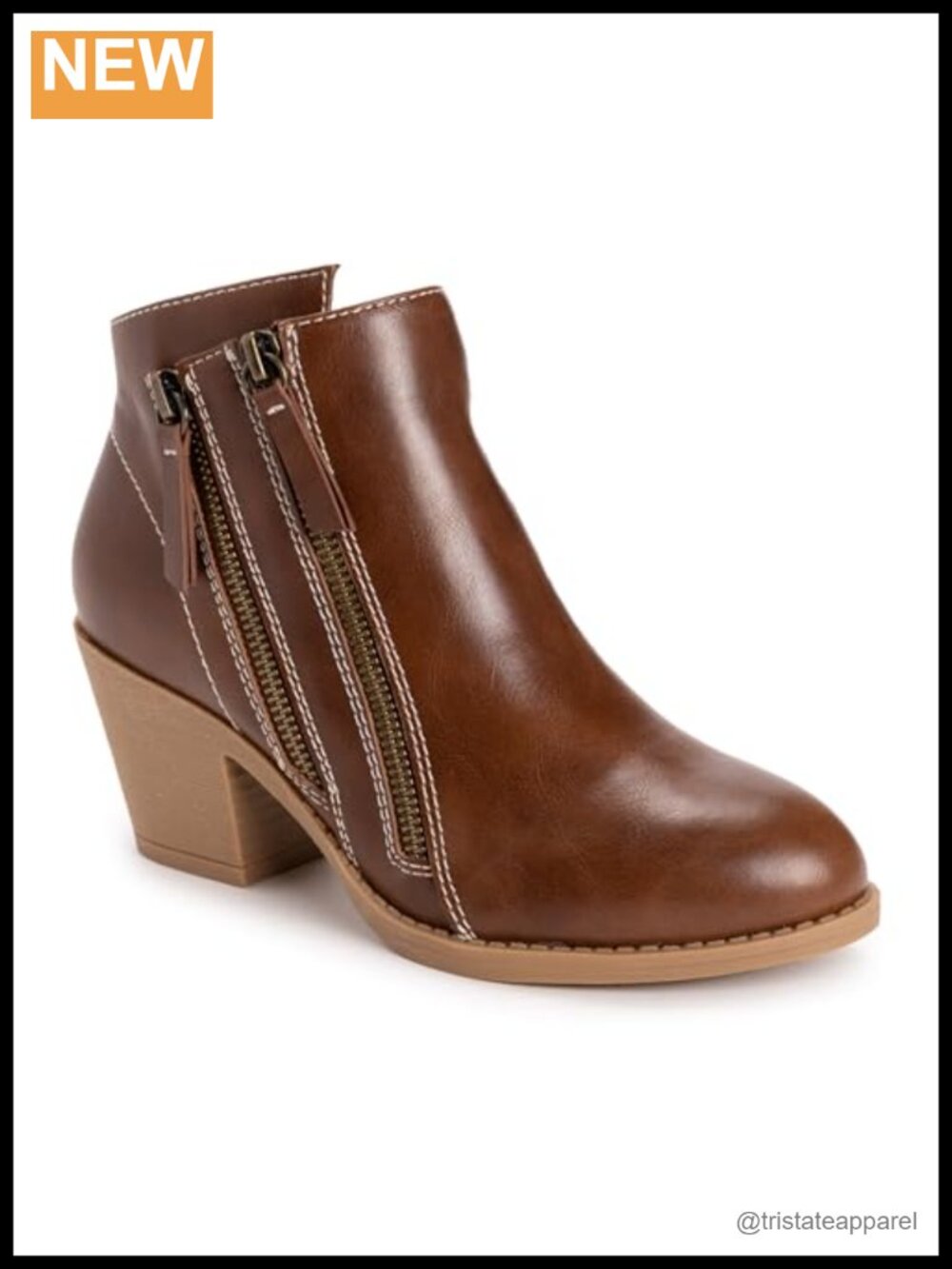 MUK LUKS Women's Yellow Stone Yardley Almond Toe Bootie Memory Foam Zip Water